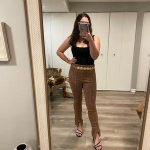 Free People Orange Plaid Pants